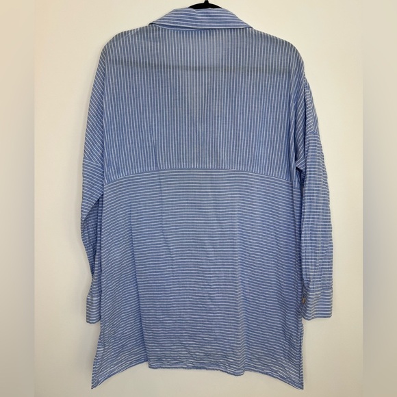 Zara Blue Striped pockets oversized Shirt size XS - Picture 7 of 7